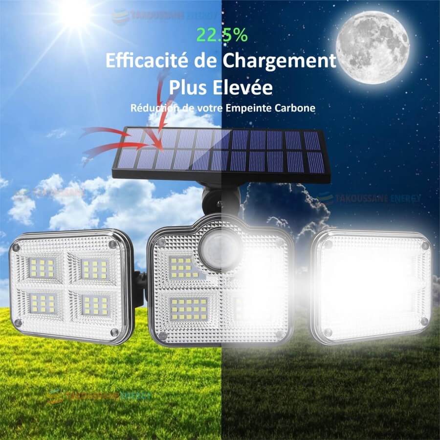 Projecteur LED Solaire Intelligent 300 LED avec Détecteur de Mouvement