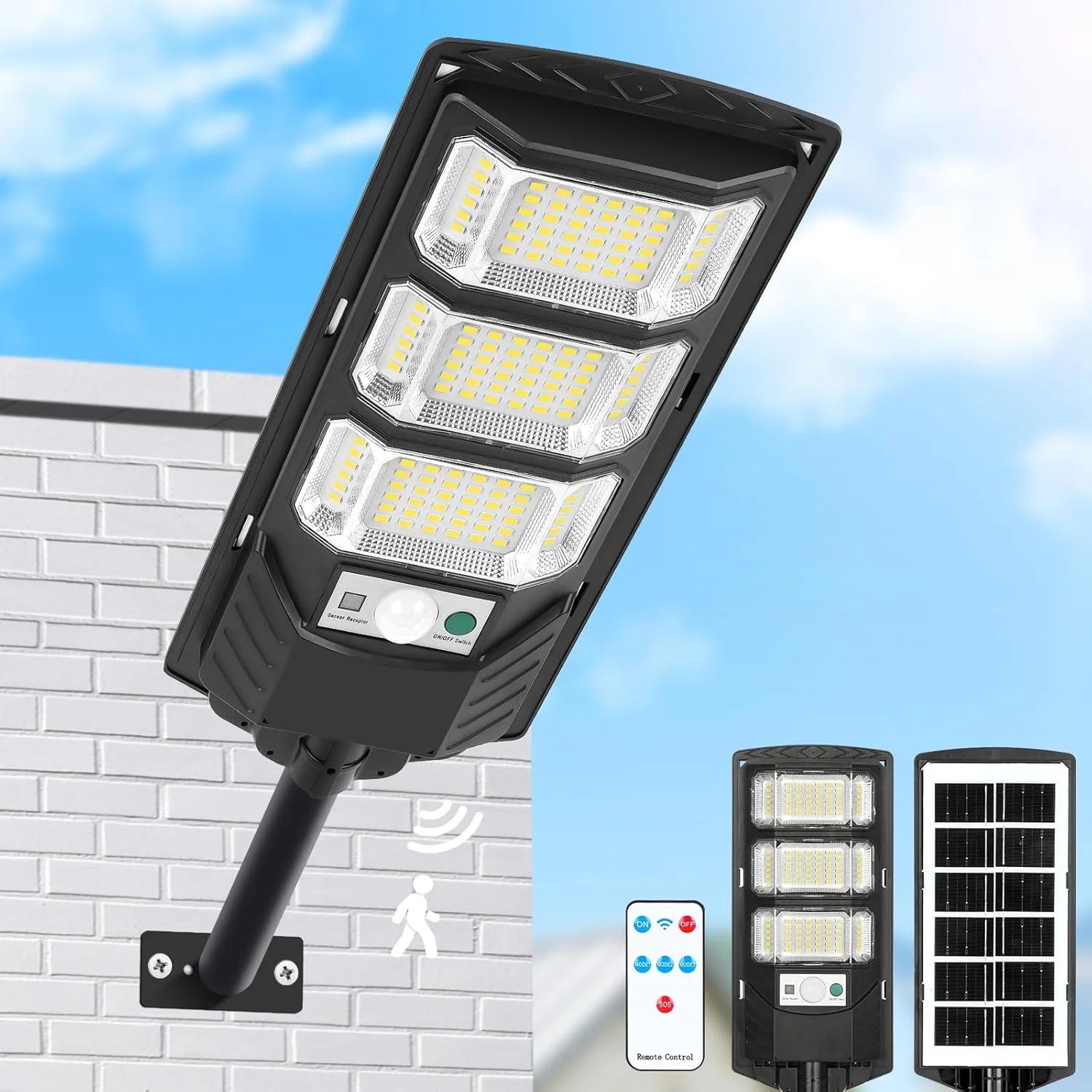 Projecteur LED Solaire Intelligent 300 LED avec Détecteur de Mouvement